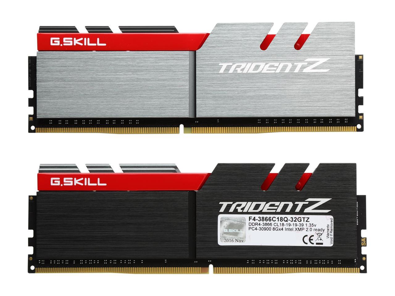 G.SKILL TridentZ Series 32GB (4 x 8GB) 288-Pin DDR4 SDRAM DDR4 3866 (PC4 30000) Intel Z270 / Z370 Desktop Memory Model F4-3866C18Q-32GTZ
