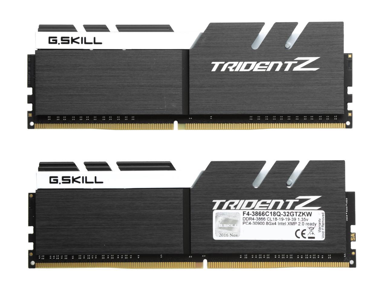 G.SKILL TridentZ Series 32GB (4 x 8GB) 288-Pin DDR4 SDRAM DDR4 3866 (PC4 30000) Intel Z270 / Z370 Desktop Memory Model F4-3866C18Q-32GTZKW