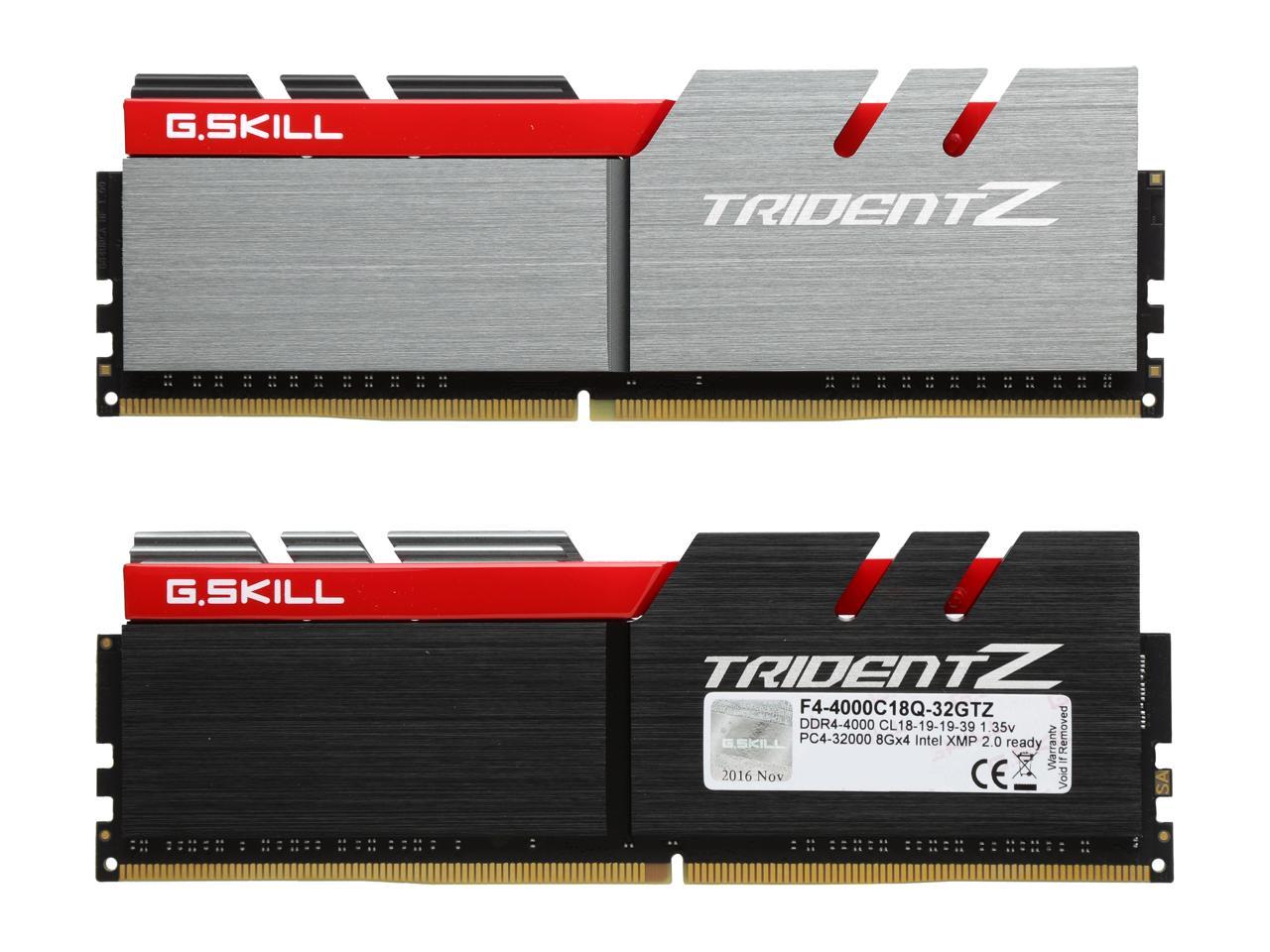 G.SKILL TridentZ Series 32GB (4 x 8GB) 288-Pin DDR4 SDRAM DDR4 4000 (PC4 32000) Intel Z270 / Z370 Desktop Memory Model F4-4000C18Q-32GTZ