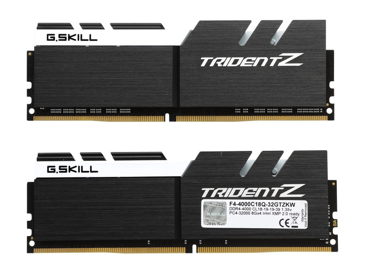 G.SKILL TridentZ Series 32GB (4 x 8GB) 288-Pin DDR4 SDRAM DDR4 4000 (PC4 32000) Intel Z270 / Z370 Desktop Memory Model F4-4000C18Q-32GTZKW