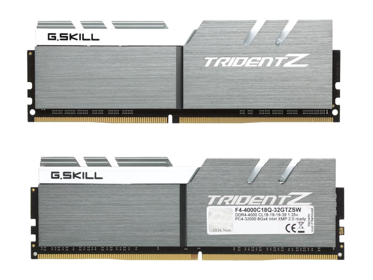 G.SKILL TridentZ Series 32GB (4 x 8GB) 288-Pin DDR4 SDRAM DDR4 4000 (PC4 32000) Intel Z270 / Z370 Desktop Memory Model F4-4000C18Q-32GTZSW