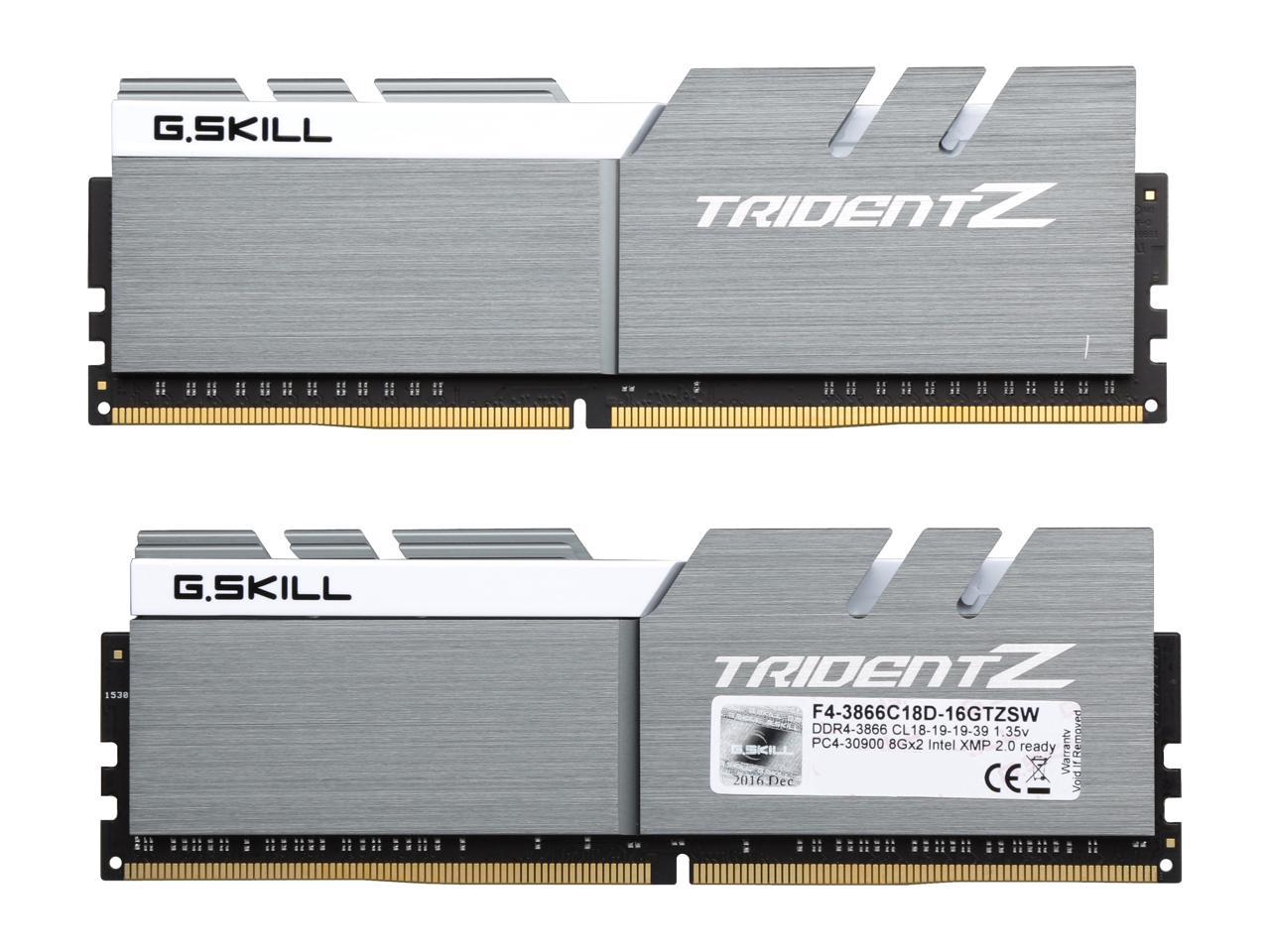 G.SKILL TridentZ Series 16GB (2 x 8GB) 288-Pin DDR4 SDRAM DDR4 3866 (PC4 30900) Intel Z270 / Z370 Memory (Desktop Memory) Model F4-3866C18D-16GTZSW