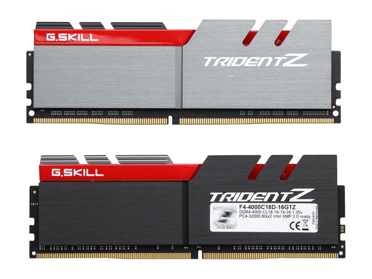 G.SKILL TridentZ Series 16GB (2 x 8GB) 288-Pin DDR4 SDRAM DDR4 4000 (PC4 32000) Intel Z270 / Z370 Memory (Desktop Memory) Model F4-4000C18D-16GTZ