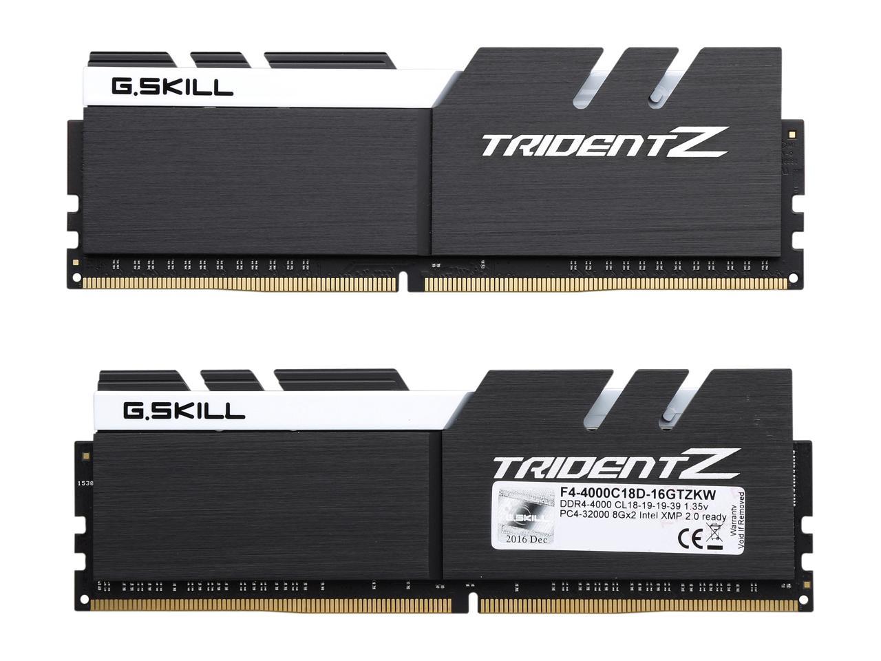 G.SKILL TridentZ Series 16GB (2 x 8GB) 288-Pin DDR4 SDRAM DDR4 4000 (PC4 32000) Intel Z270 / Z370 Memory (Desktop Memory) Model F4-4000C18D-16GTZKW