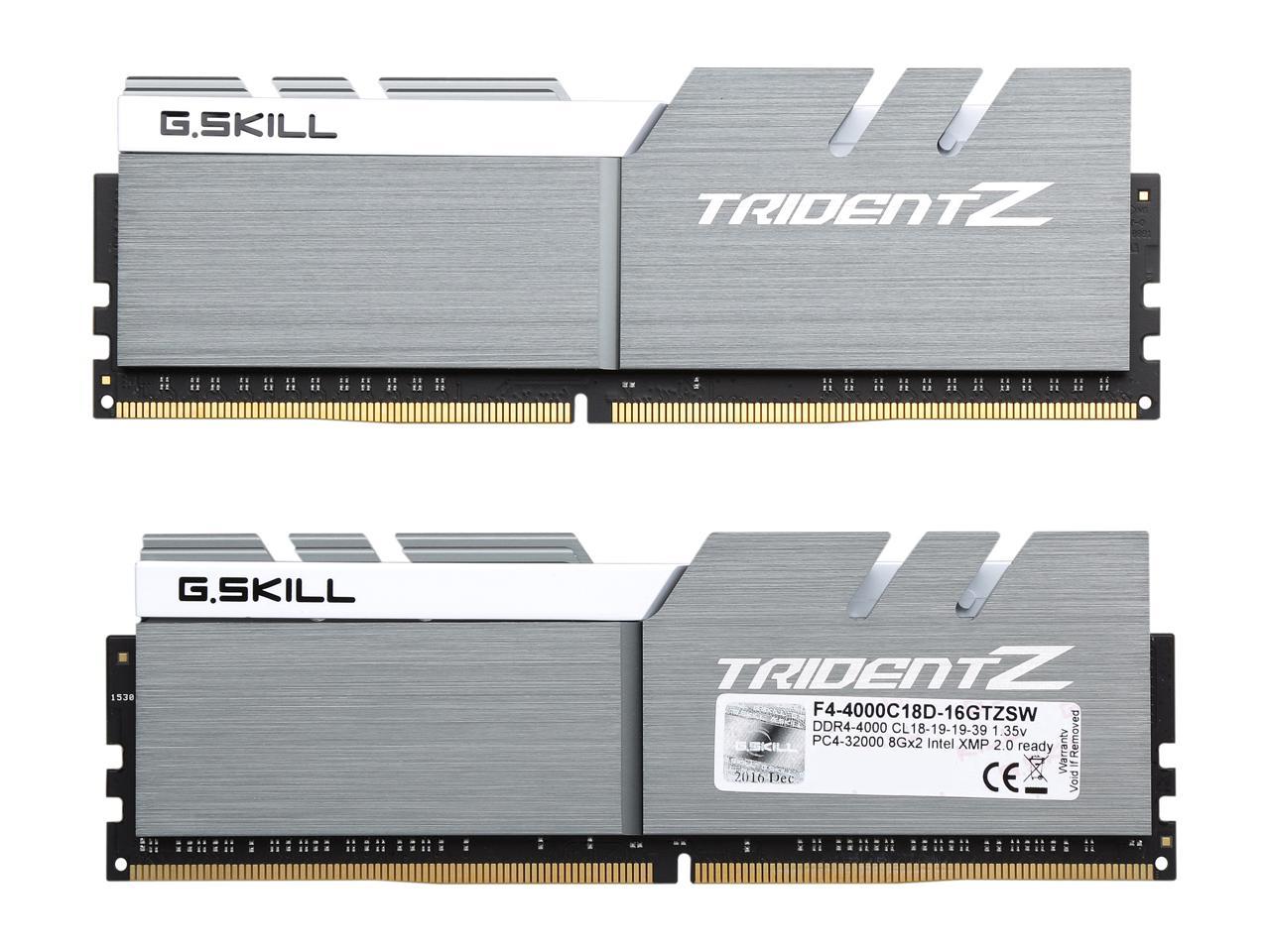 G.SKILL TridentZ Series 16GB (2 x 8GB) 288-Pin DDR4 SDRAM DDR4 4000 (PC4 32000) Intel Z270 / Z370 Memory (Desktop Memory) Model F4-4000C18D-16GTZSW
