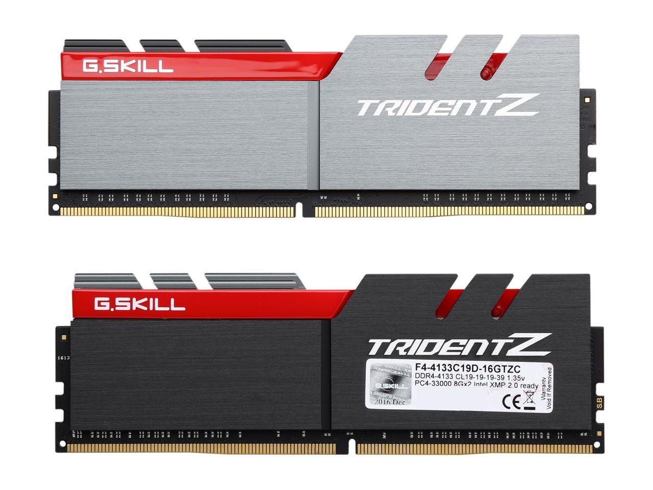 G.SKILL TridentZ Series 16GB (2 x 8GB) 288-Pin DDR4 SDRAM DDR4 4133 (PC4 33000) Intel Z270 / Z370 / X299 Memory (Desktop Memory) Model F4-4133C19D-16GTZC