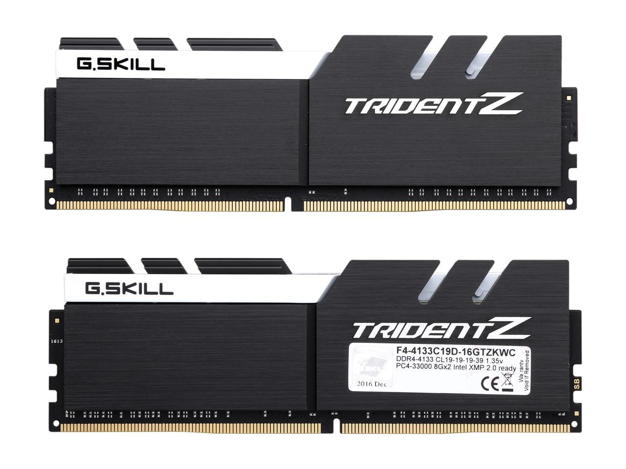 G.SKILL TridentZ Series 16GB (2 x 8GB) DDR4 4133 (PC4 33000) Intel Z270 / Z370 / X299 Memory (Desktop Memory) Model F4-4133C19D-16GTZKWC