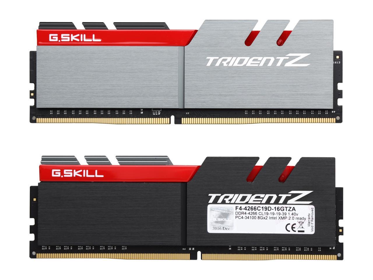 G.SKILL TridentZ Series 16GB (2 x 8GB) 288-Pin DDR4 SDRAM DDR4 4266 (PC4 34100) Intel Z270 / Z370 / X299 Memory (Desktop Memory) Model F4-4266C19D-16GTZA
