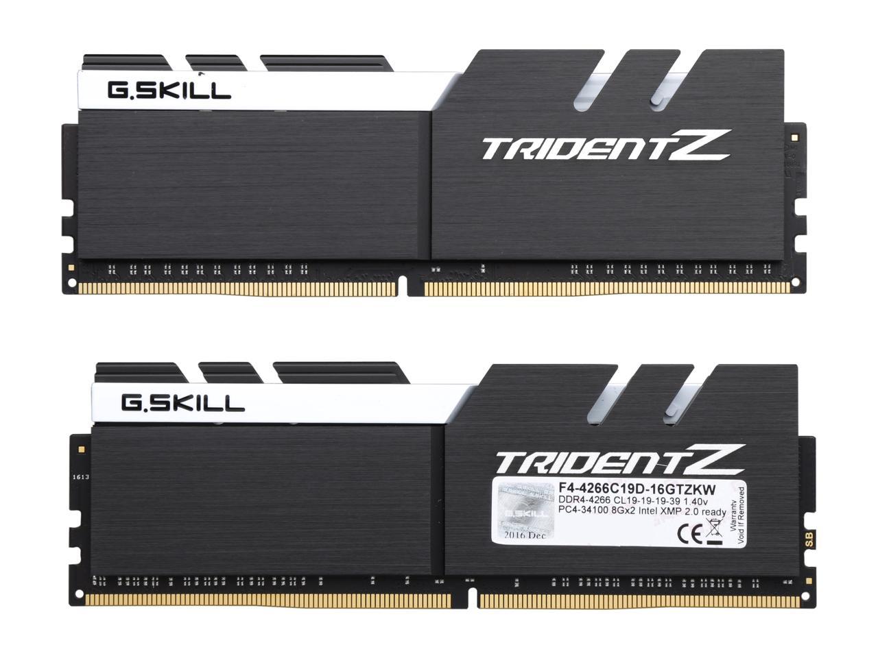 G.SKILL TridentZ Series 16GB (2 x 8GB) 288-Pin DDR4 SDRAM DDR4 4266 (PC4 34100) Intel Z270 / Z370 / X299 Memory (Desktop Memory) Model F4-4266C19D-16GTZKW