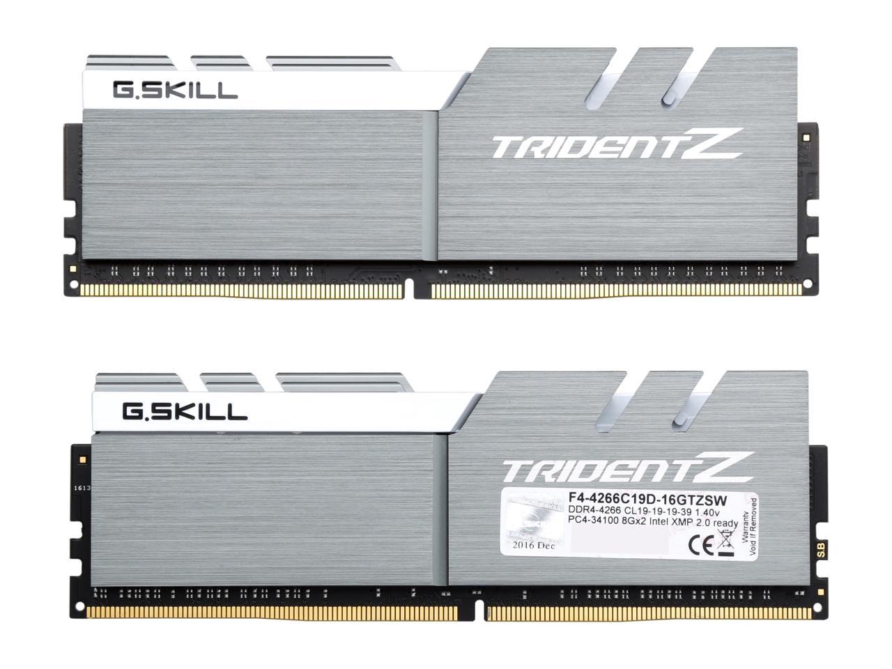 G.SKILL TridentZ Series 16GB (2 x 8GB) 288-Pin DDR4 SDRAM DDR4 4266 (PC4 34100) Intel Z270 / Z370 / X299 Memory (Desktop Memory) Model F4-4266C19D-16GTZSW