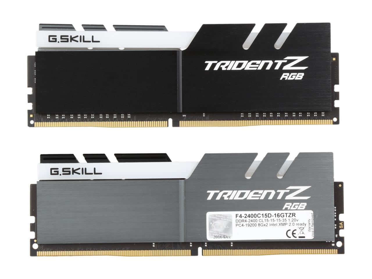 G.SKILL TridentZ RGB Series 16GB (2 x 8GB) 288-Pin DDR4 SDRAM DDR4 2400 (PC4 19200) Desktop Memory Model F4-2400C15D-16GTZR