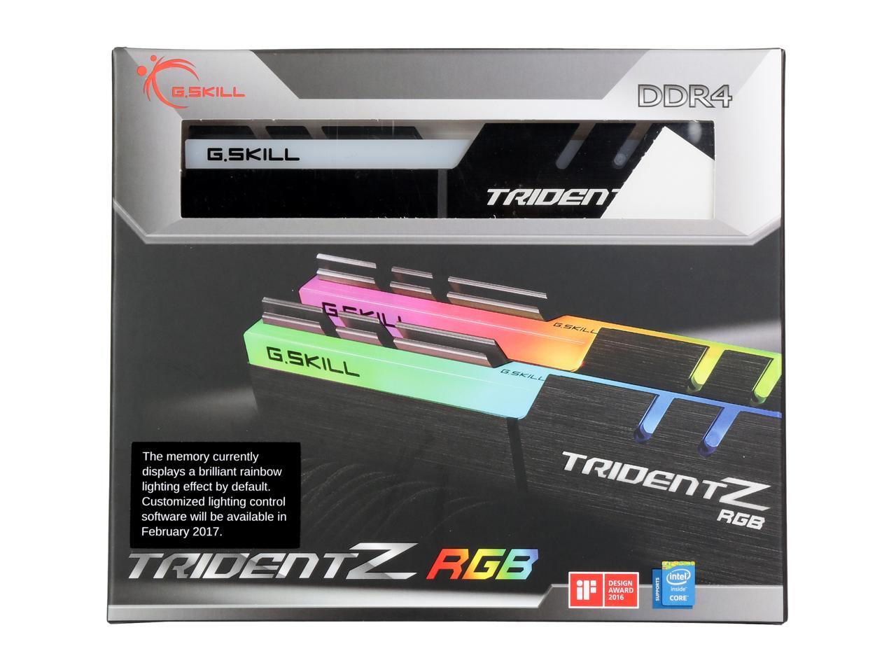G.SKILL TridentZ RGB Series 16GB (2 x 8GB) 288-Pin DDR4 SDRAM DDR4 3600 (PC4 28800) Desktop Memory Model F4-3600C17D-16GTZR