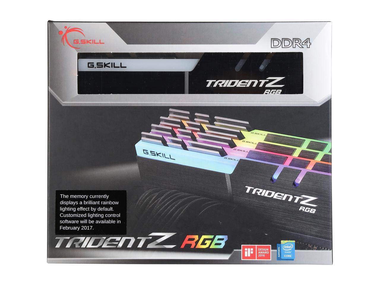 G.SKILL TridentZ RGB Series 32GB (4 x 8GB) 288-Pin DDR4 SDRAM DDR4 3200 (PC4 25600) Desktop Memory Model F4-3200C14Q-32GTZR