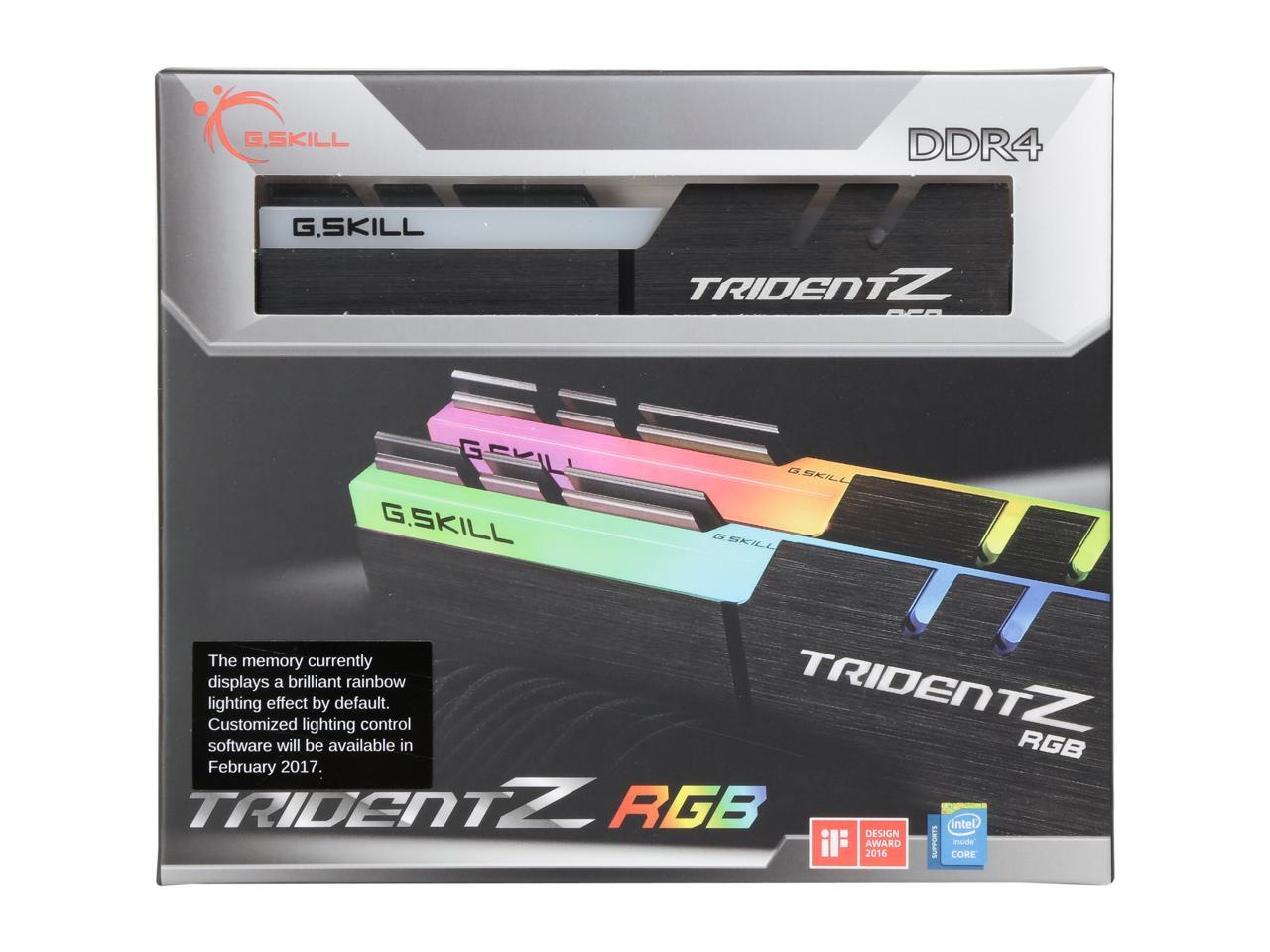 G.SKILL TridentZ RGB Series 16GB (2 x 8GB) 288-Pin DDR4 SDRAM DDR4 4133 (PC4 33000) Intel Z270 / Z370 / X299 Desktop Memory Model F4-4133C19D-16GTZR