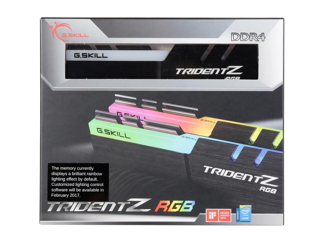 G.SKILL TridentZ RGB Series 16GB (2 x 8GB) 288-Pin DDR4 SDRAM DDR4 3000 (PC4 24000) Intel XMP 2.0 Desktop Memory Model F4-3000C16D-16GTZR
