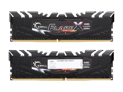 G.SKILL Flare X (for AMD) 16GB (2 x 8GB) 288-Pin DDR4 SDRAM DDR4 2400 (PC4 19200) AMD X370 / B350 / A320 Desktop Memory Model F4-2400C16D-16GFX