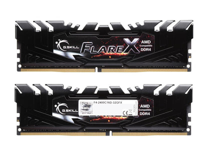 G.SKILL Flare X Series 32GB (2 x 16GB) 288-Pin DDR4 SDRAM DDR4 2400 (PC4 19200) AMD X370 / B350 / A320 Memory (Desktop Memory) Model F4-2400C16D-32GFX