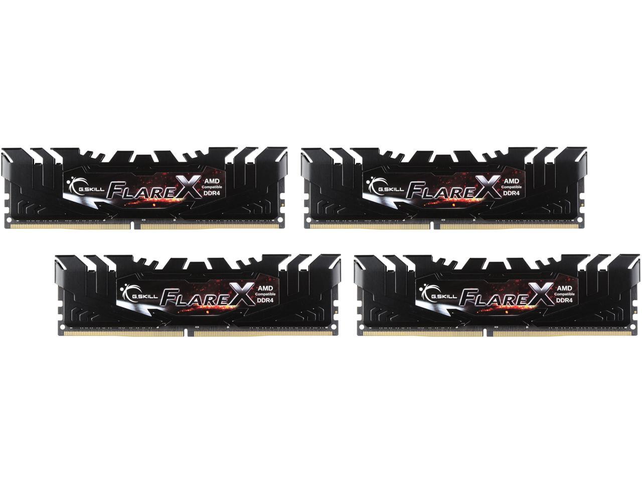 G.SKILL Flare X Series 64GB (4 x 16GB) 288-Pin DDR4 SDRAM DDR4 2400 (PC4 19200) AMD X370 / B350 / A320 Memory (Desktop Memory) Model F4-2400C16Q-64GFX