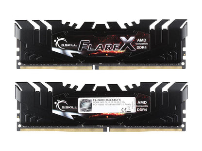G.SKILL Flare X Series 64GB (4 x 16GB) 288-Pin DDR4 SDRAM DDR4 2400 (PC4 19200) AMD X370 / B350 / A320 Memory (Desktop Memory) Model F4-2400C16Q-64GFX