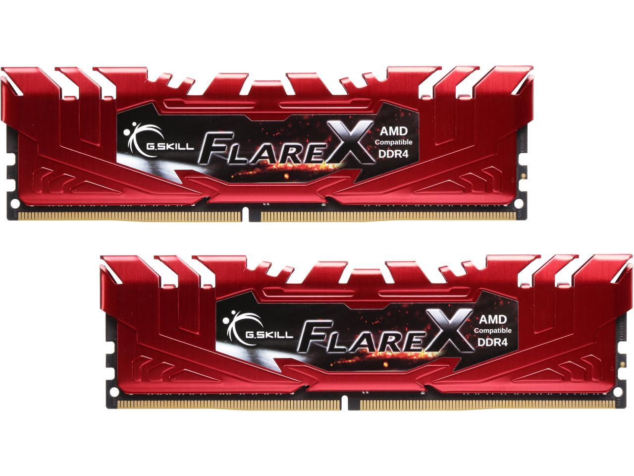 G.SKILL Flare X Series 32GB (2 x 16GB) 288-Pin DDR4 SDRAM DDR4 2400 (PC4 19200) AMD X370 / B350 / A320 Memory (Desktop Memory) Model F4-2400C15D-32GFXR