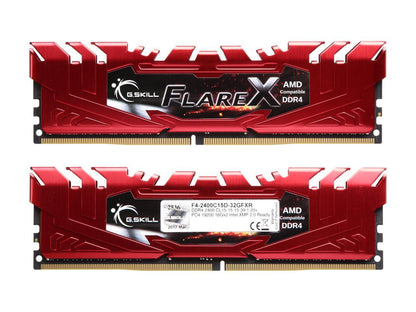 G.SKILL Flare X Series 32GB (2 x 16GB) 288-Pin DDR4 SDRAM DDR4 2400 (PC4 19200) AMD X370 / B350 / A320 Memory (Desktop Memory) Model F4-2400C15D-32GFXR