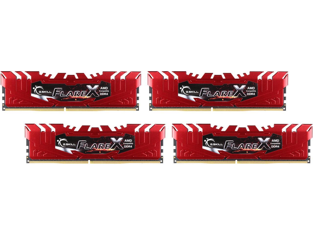 G.SKILL Flare X Series 32GB (4 x 8GB) 288-Pin DDR4 SDRAM DDR4 2400 (PC4 19200) AMD X370 / B350 / A320 Memory (Desktop Memory) Model F4-2400C15Q-32GFXR