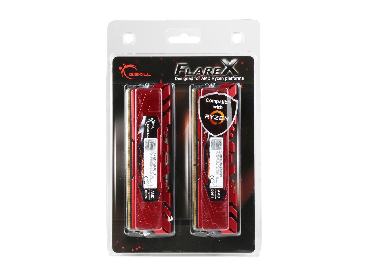 G.SKILL Flare X Series 32GB (4 x 8GB) 288-Pin DDR4 SDRAM DDR4 2400 (PC4 19200) AMD X370 / B350 / A320 Memory (Desktop Memory) Model F4-2400C15Q-32GFXR