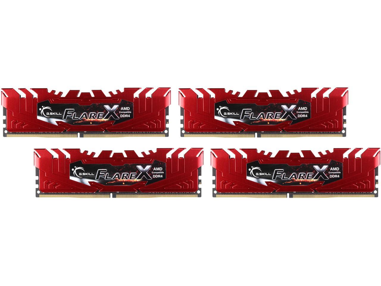 G.SKILL Flare X Series 64GB (4 x 16GB) 288-Pin DDR4 SDRAM DDR4 2400 (PC4 19200) AMD X370 / B350 / A320 Memory (Desktop Memory) Model F4-2400C15Q-64GFXR