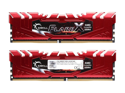 G.SKILL Flare X Series 32GB (2 x 16GB) 288-Pin DDR4 SDRAM DDR4 2400 (PC4 19200) AMD X370 / B350 / A320 Memory (Desktop Memory) Model F4-2400C16D-32GFXR