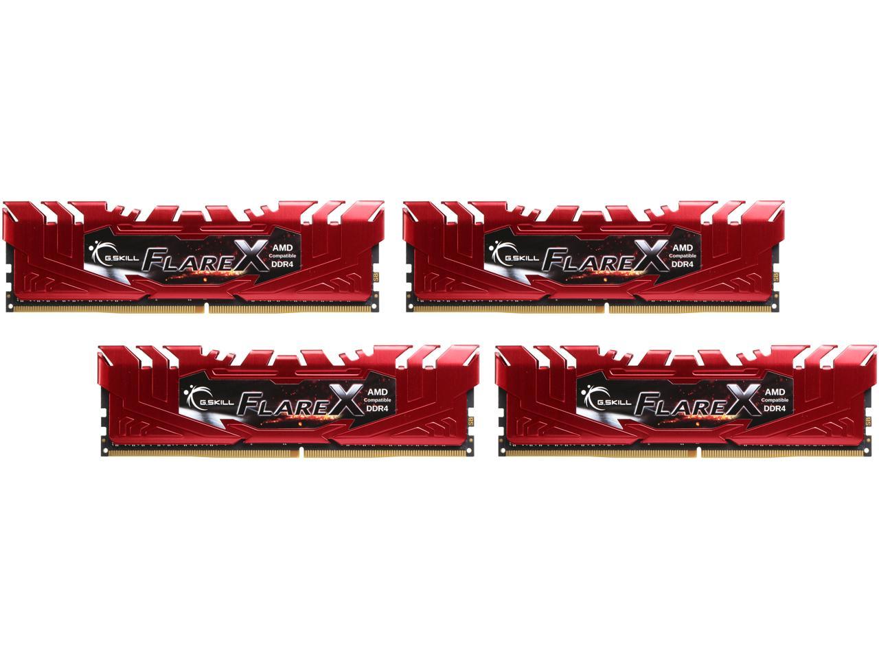 G.SKILL Flare X Series 32GB (4 x 8GB) 288-Pin DDR4 SDRAM DDR4 2400 (PC4 19200) AMD X370 / B350 / A320 Memory (Desktop Memory) Model F4-2400C16Q-32GFXR
