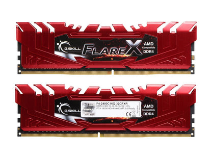 G.SKILL Flare X Series 32GB (4 x 8GB) 288-Pin DDR4 SDRAM DDR4 2400 (PC4 19200) AMD X370 / B350 / A320 Memory (Desktop Memory) Model F4-2400C16Q-32GFXR