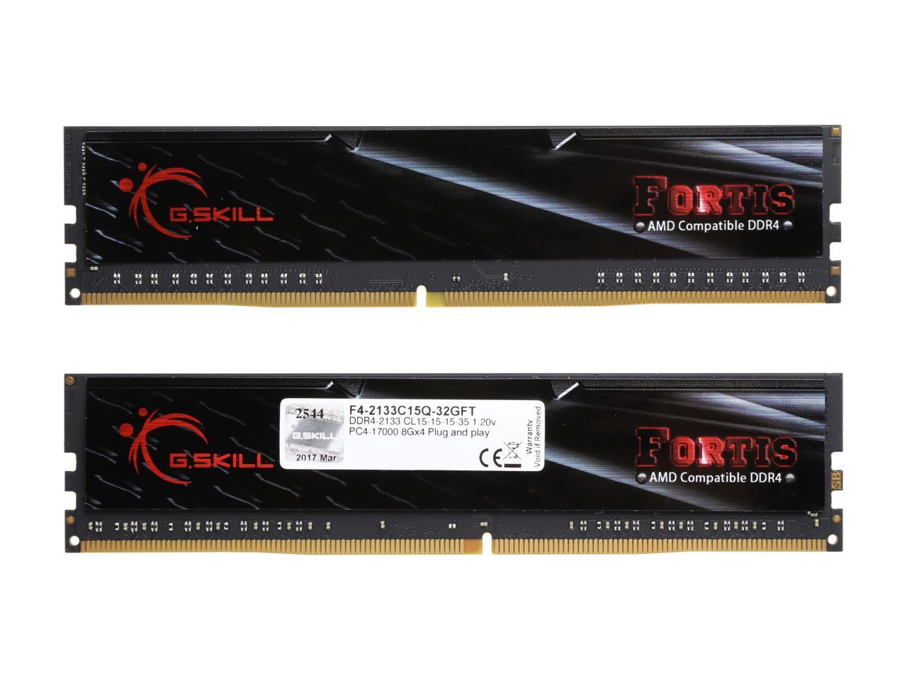 G.SKILL FORTIS Series 32GB (4 x 8GB) 288-Pin DDR4 SDRAM DDR4 2133 (PC4 17000) AMD X370 / B350 / A320 Memory (Desktop Memory) Model F4-2133C15Q-32GFT