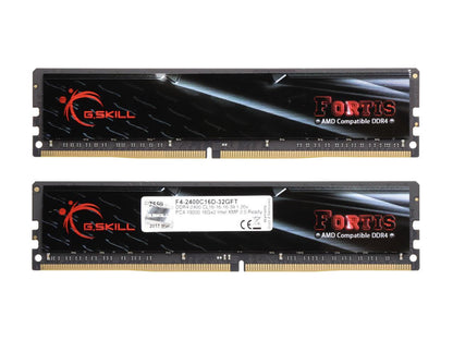 G.SKILL FORTIS (for AMD) 32GB (2 x 16GB) 288-Pin DDR4 SDRAM DDR4 2400 (PC4 19200) AMD X370 / B350 / A320 Memory (Desktop Memory) Model F4-2400C16D-32GFT