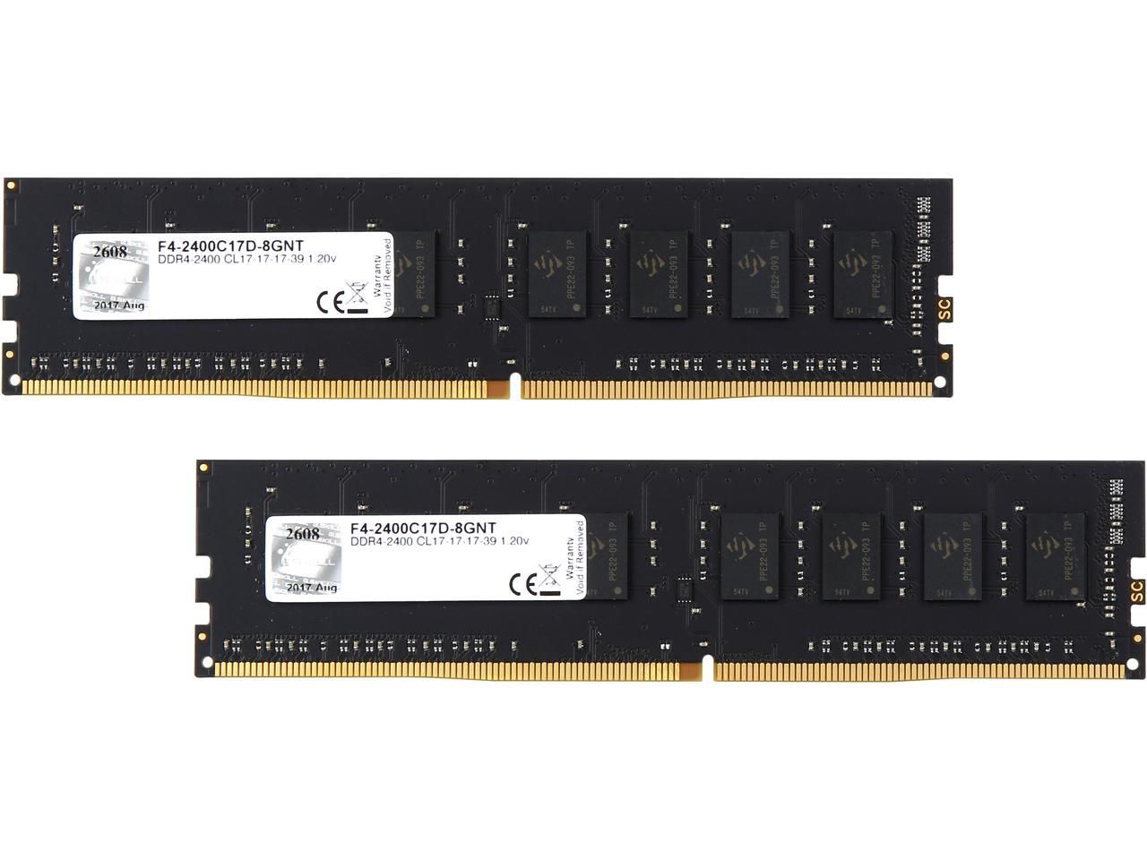 G.SKILL Value 8GB (2 x 4GB) 288-Pin DDR4 SDRAM DDR4 2400 (PC4 19200) Intel X299 / Z270 / Z170 / X99 Platform Desktop Memory Model F4-2400C17D-8GNT
