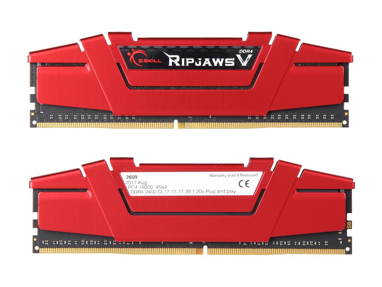 G.SKILL Ripjaws V Series 8GB (2 x 4GB) 288-Pin DDR4 SDRAM DDR4 2400 (PC4 19200) Desktop Memory Model F4-2400C17D-8GVR