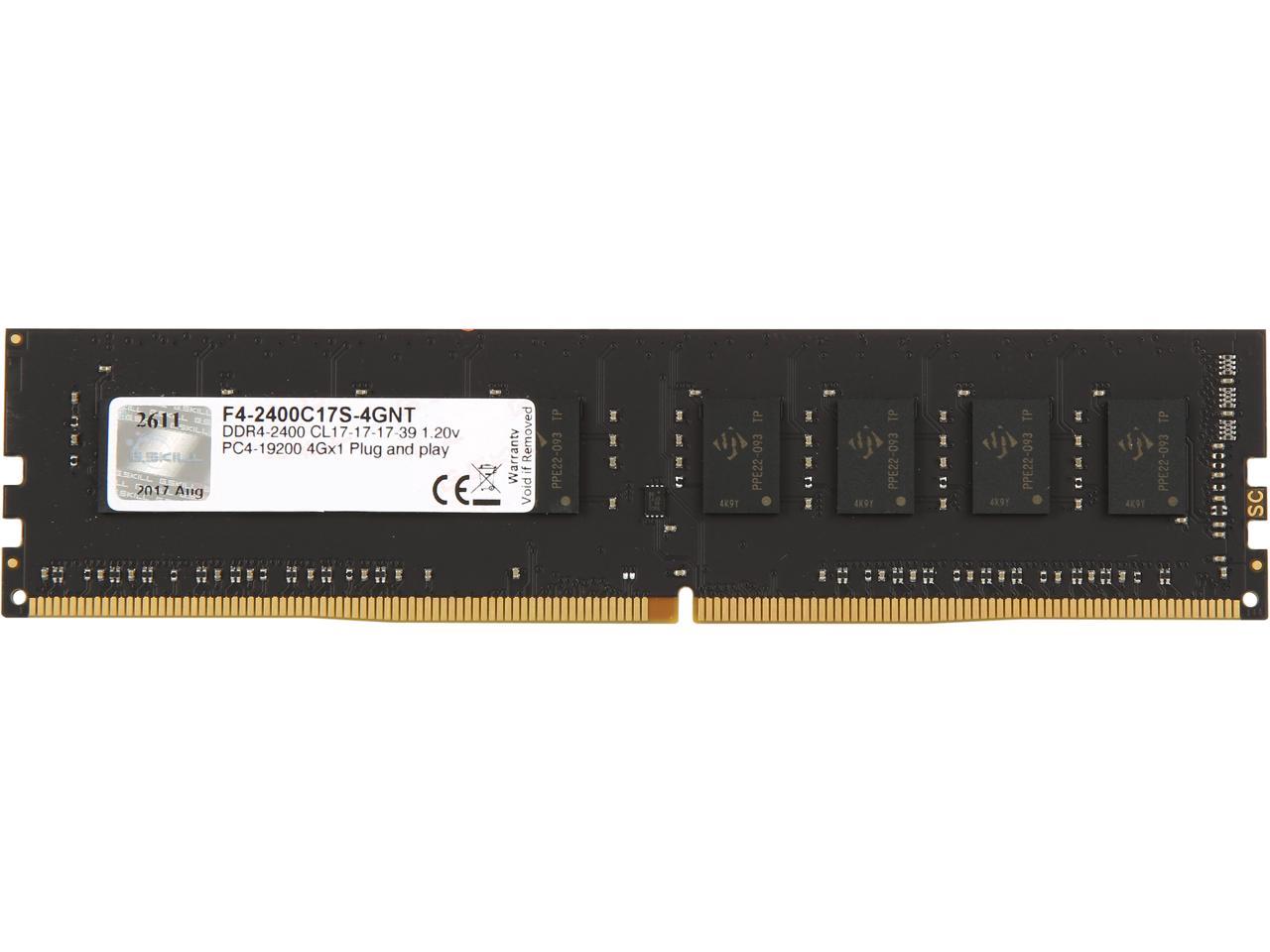 G.SKILL Value 4GB 288-Pin DDR4 SDRAM DDR4 2400 (PC4 19200) Intel X299 / Z270 / Z170 / X99 Platform Desktop Memory Model F4-2400C17S-4GNT