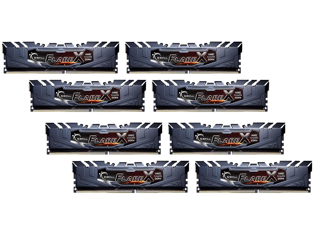 G.SKILL Flare X Series 64GB (8 x 8GB) 288-Pin DDR4 SDRAM DDR4 2400 (PC4 19200) AMD X399 Desktop Memory Model F4-2400C15Q2-64GFX