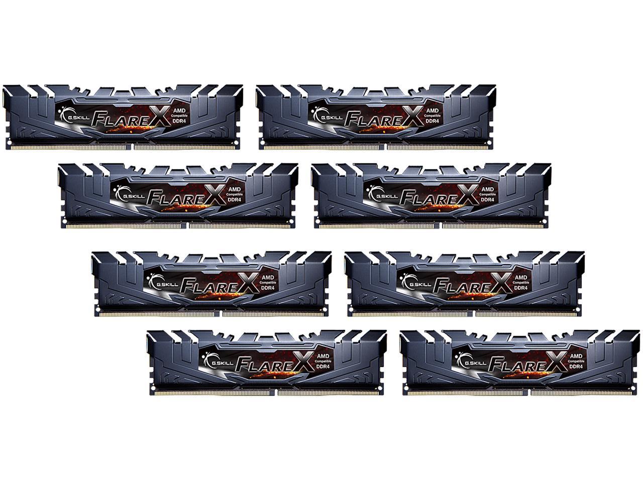 G.SKILL Flare X Series 128GB (8 x 16GB) 288-Pin DDR4 SDRAM DDR4 2400 (PC4 19200) AMD X399 Desktop Memory Model F4-2400C15Q2-128GFX