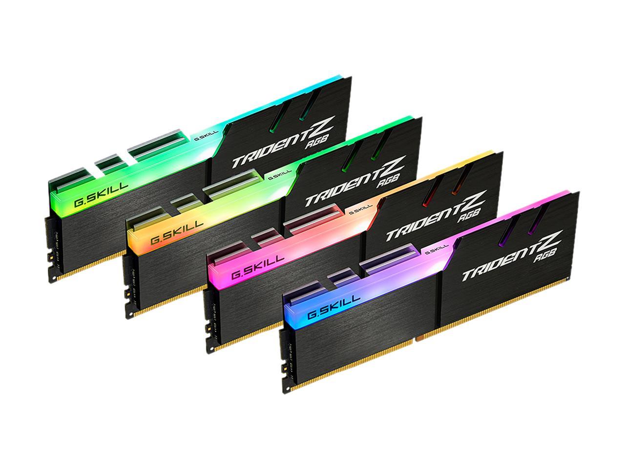 G.SKILL Trident Z RGB (For AMD) 32GB (4 x 8GB) 288-Pin DDR4 SDRAM DDR4 3200 (PC4 25600) AMD X399 Desktop Memory Model F4-3200C14Q-32GTZRX