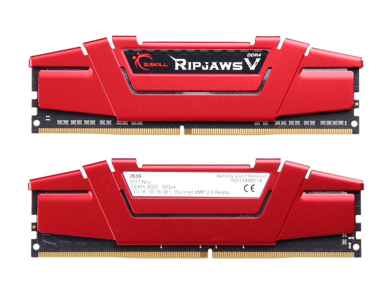 G.SKILL Ripjaws V Series 64GB (4 x 16GB) 288-Pin DDR4 SDRAM DDR4 3000 (PC4 24000) Desktop Memory Model F4-3000C16Q-64GVRB
