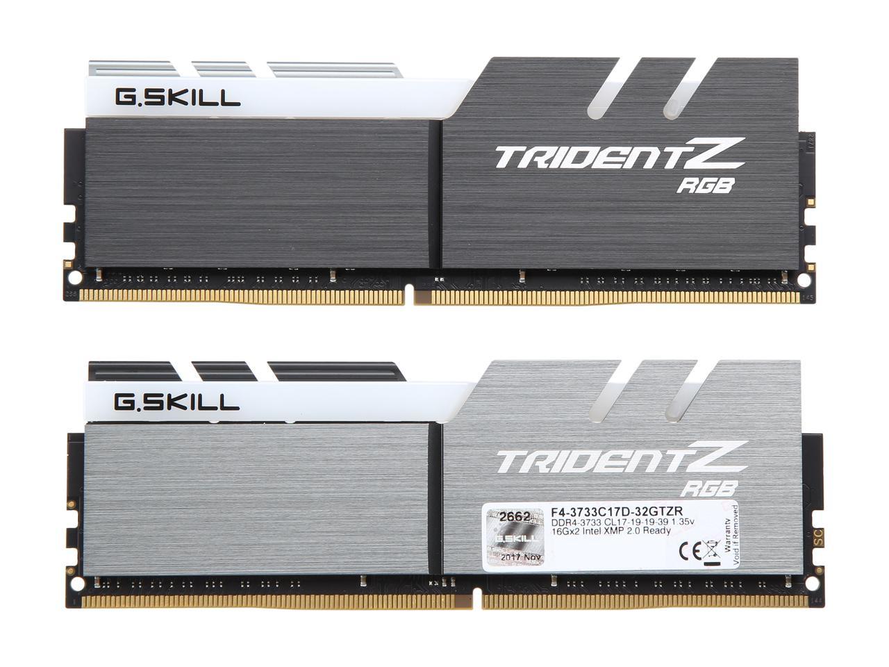 G.SKILL TridentZ RGB Series 32GB (2 x 16GB) 288-Pin DDR4 SDRAM DDR4 3733 (PC4 29800) Intel Z370 Desktop Memory Model F4-3733C17D-32GTZR