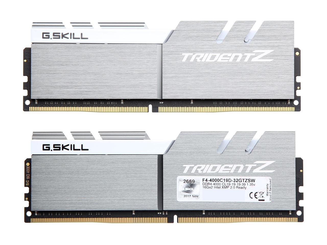 G.SKILL TridentZ Series 32GB (2 x 16GB) 288-Pin DDR4 SDRAM DDR4 4000 (PC4 32000) Intel Z370 Desktop Memory Model F4-4000C19D-32GTZSW