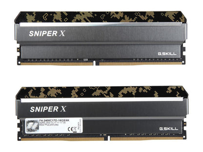 G.SKILL Sniper X Series 16GB (2 x 8GB) 288-Pin DDR4 SDRAM DDR4 2400 (PC4 19200) Intel X299 / Z370 / Z270 / Z170 Desktop Memory Model F4-2400C17D-16GSXK