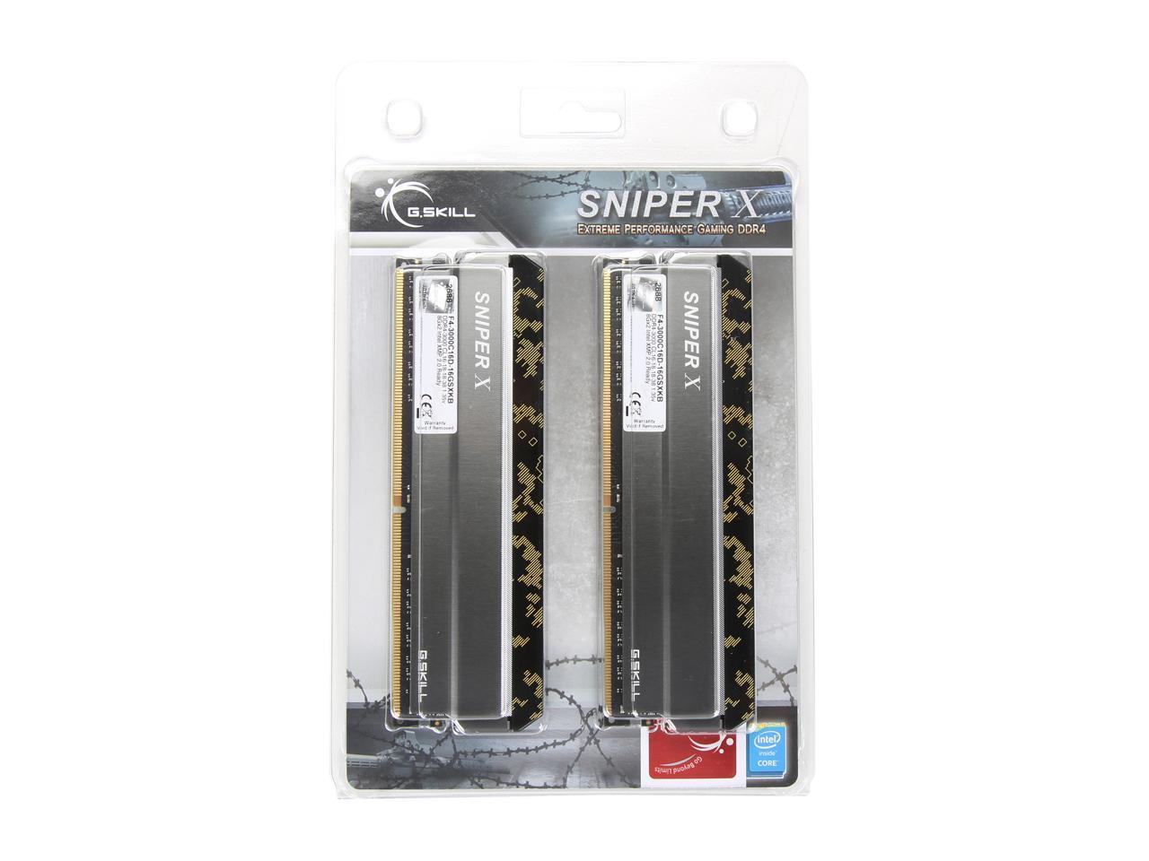 G.SKILL Sniper X Series 16GB (2 x 8GB) 288-Pin DDR4 SDRAM DDR4 3000 (PC4 24000) Intel X299 / Z370 / Z270 / Z170 Platform Desktop Memory Model F4-3000C16D-16GSXKB