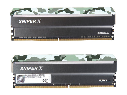 G.SKILL Sniper X Series 32GB (2 x 16GB) 288-Pin DDR4 SDRAM DDR4 3000 (PC4 24000) Intel X299 / Z370 / Z270 / Z170 Platform Desktop Memory Model F4-3000C16D-32GSXFB