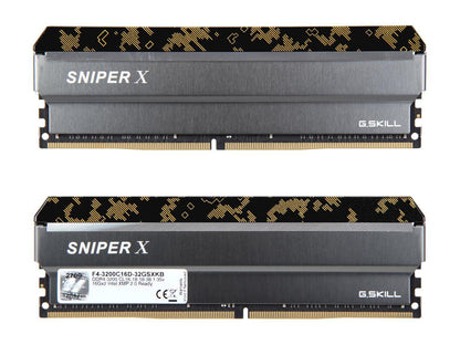 G.SKILL Sniper X Series 32GB (2 x 16GB) 288-Pin DDR4 SDRAM DDR4 3200 (PC4 25600) Desktop Memory Model F4-3200C16D-32GSXKB