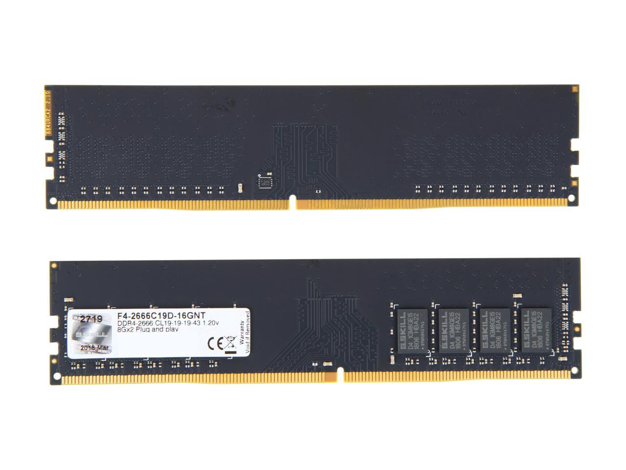 G.SKILL Value Series 16GB (2 x 8GB) 288-Pin DDR4 SDRAM DDR4 2666 (PC4 21300) Desktop Memory Model F4-2666C19D-16GNT