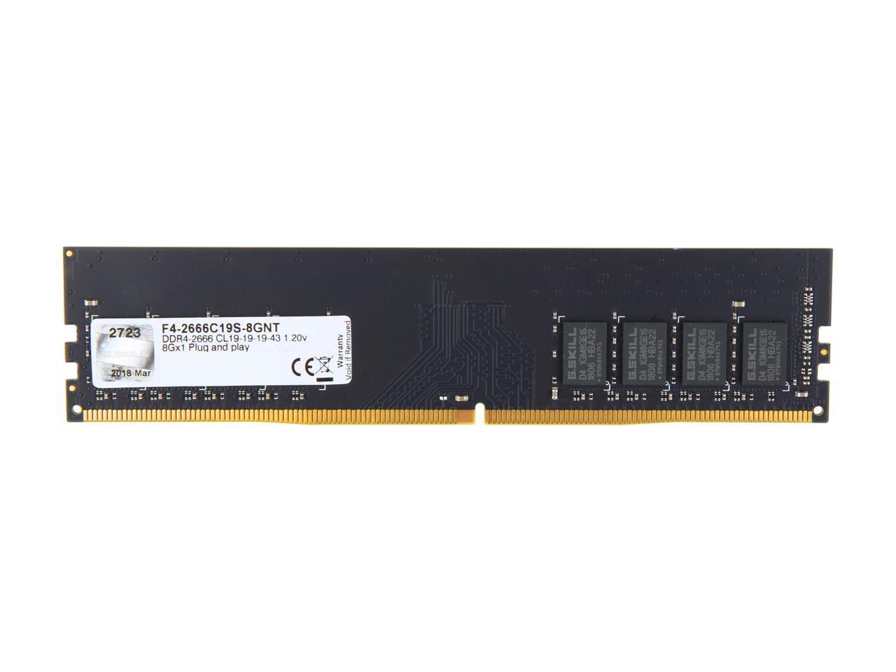 G.SKILL Value Series 8GB 288-Pin DDR4 SDRAM DDR4 2666 (PC4 21300) Desktop Memory Model F4-2666C19S-8GNT