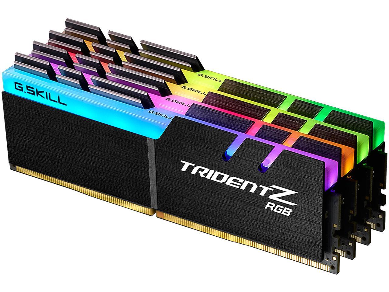 G.SKILL Trident Z RGB (For AMD) 32GB (4 x 8GB) 288-Pin DDR4 SDRAM DDR4 3200 (PC4 25600) Desktop Memory Model F4-3200C16Q-32GTZRX