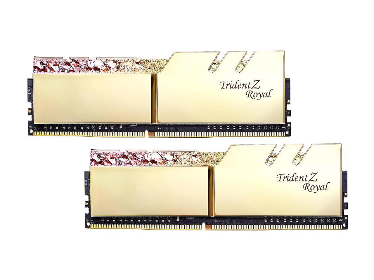 G.SKILL Trident Z Royal Series 16GB (2 x 8GB) 288-Pin RGB DDR4 SDRAM DDR4 3200 (PC4 25600) Desktop Memory Model F4-3200C16D-16GTRG